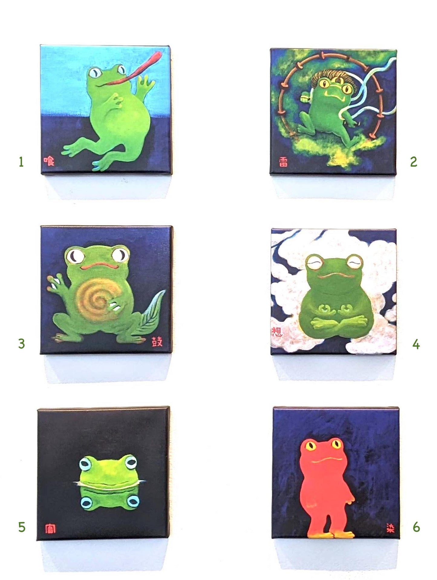 Whimsical froggie print on canvas, wall art, home decor, gift idea