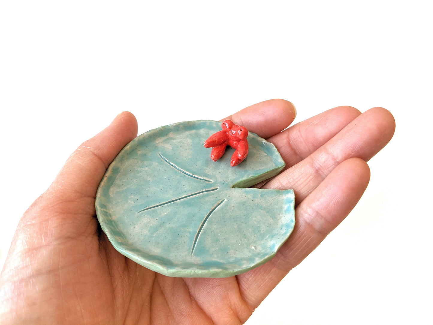 mini mini froggie on lily pad, jewelry dish, ring dish, earthenware, small dish, kawaii dish, cute froggie