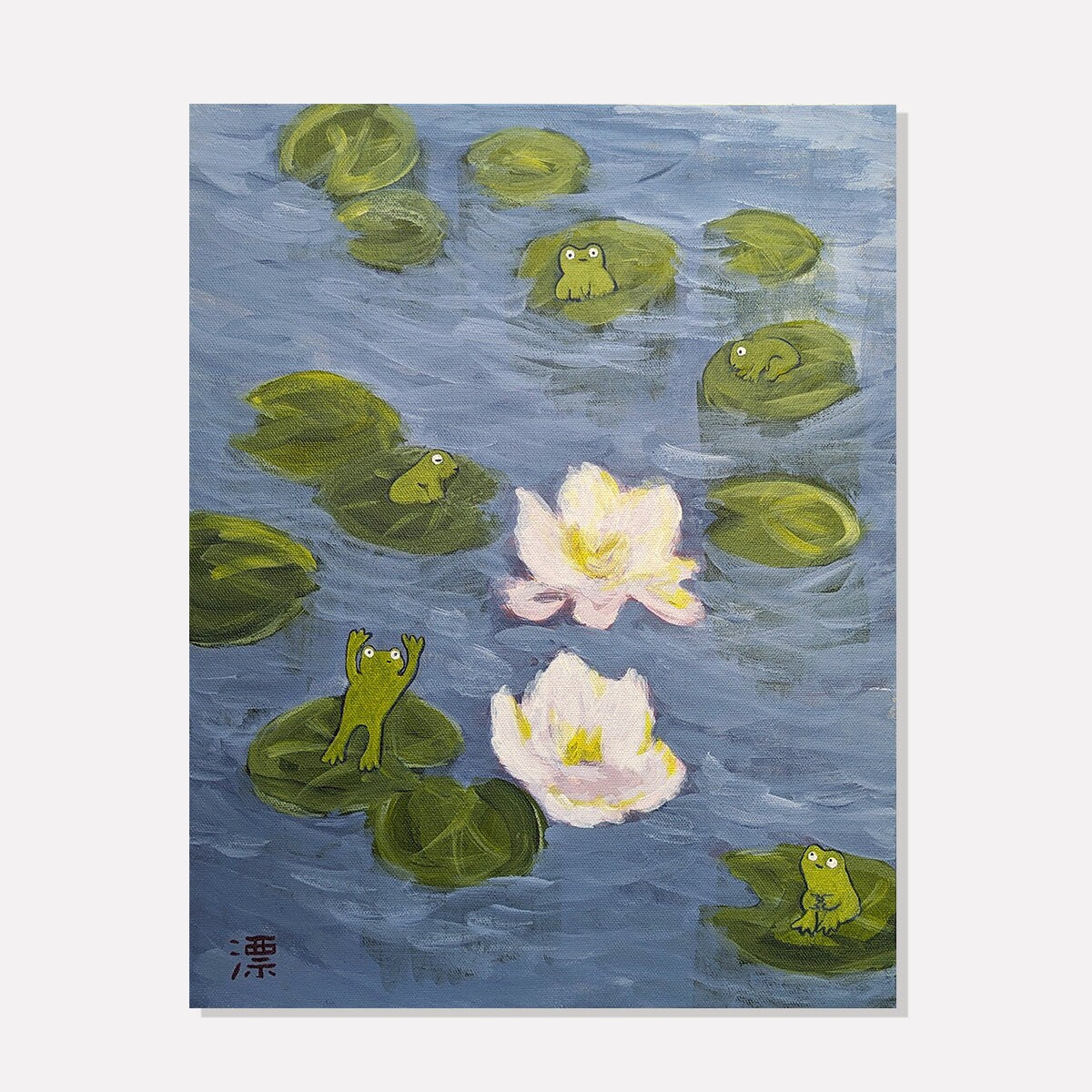 frog art, Print on canvas, home decor, wall decor, gift idea