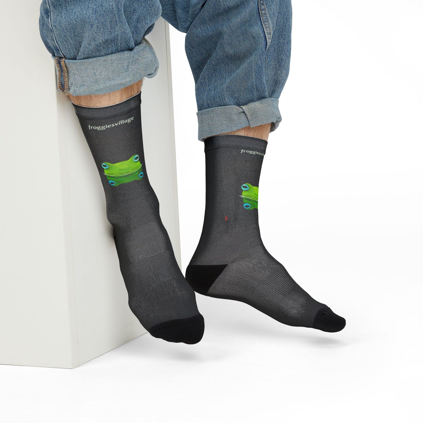 Socks, froggie Design Crew Socks for Fun, Unique Gift, Casual Wear,