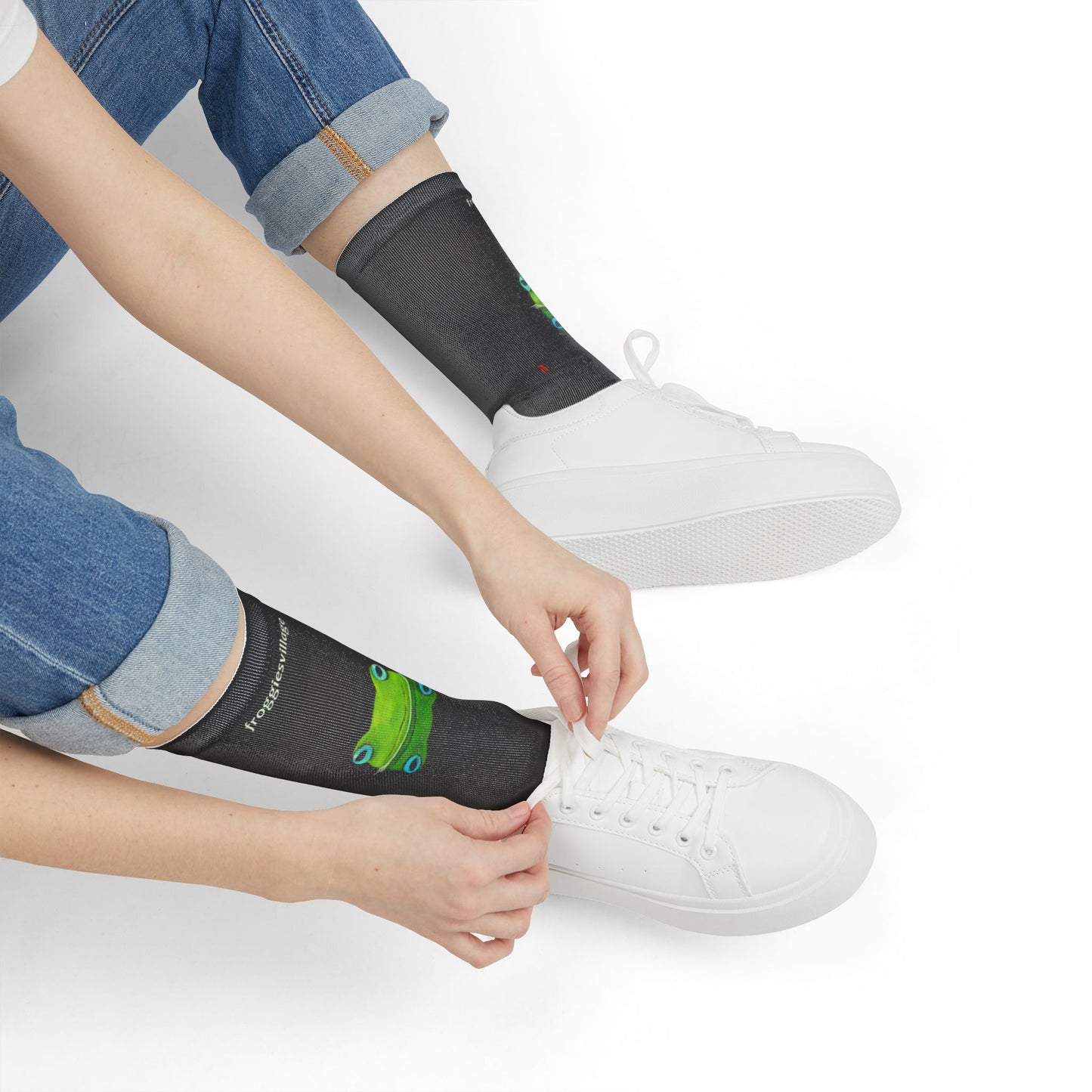 Socks, froggie Design Crew Socks for Fun, Unique Gift, Casual Wear,