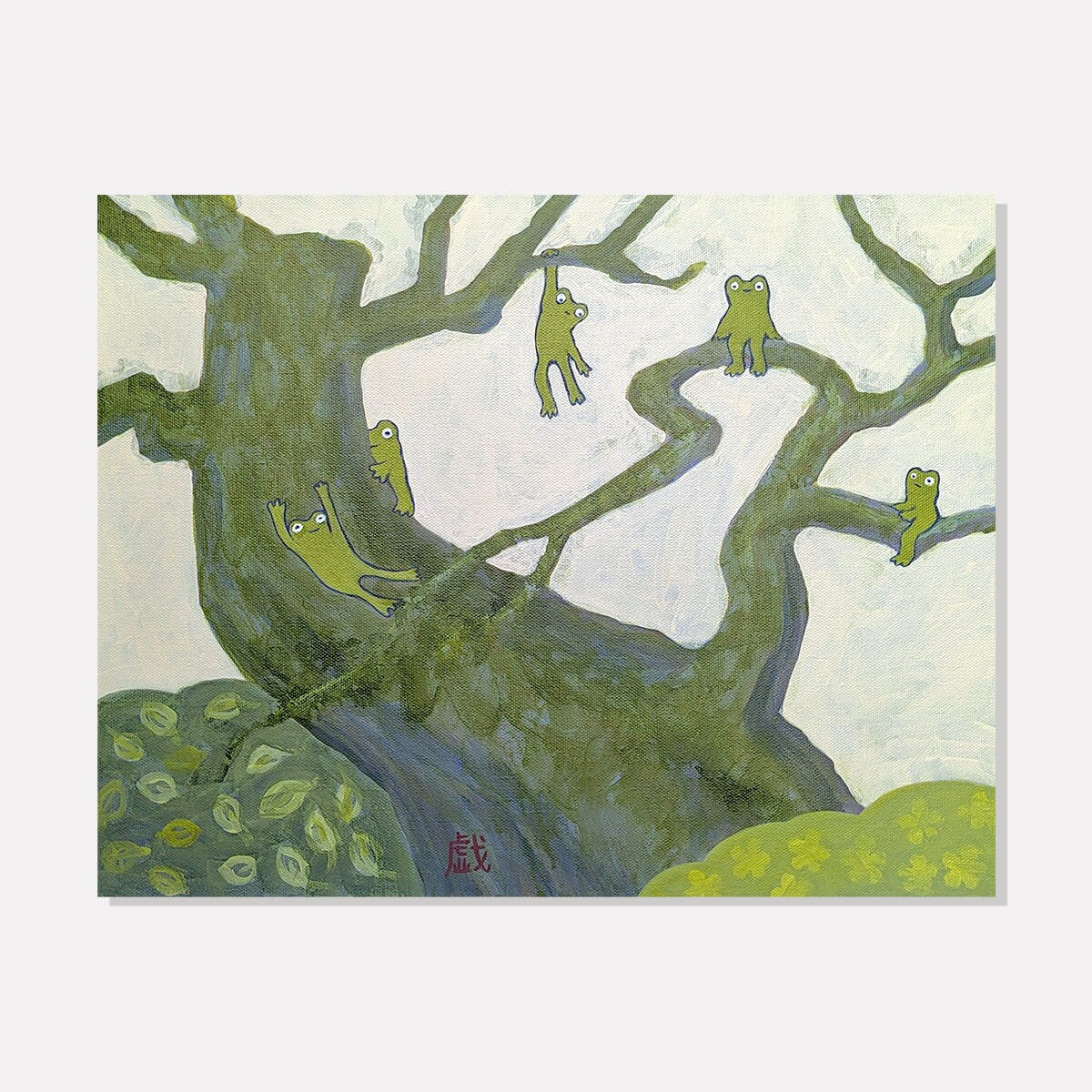 frog art, Print on canvas, home decor, wall decor, gift idea