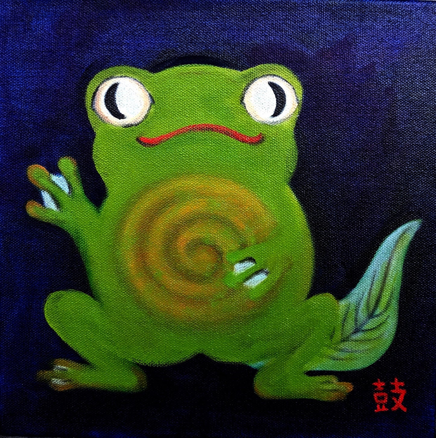 Whimsical froggie print on canvas, wall art, home decor, gift idea