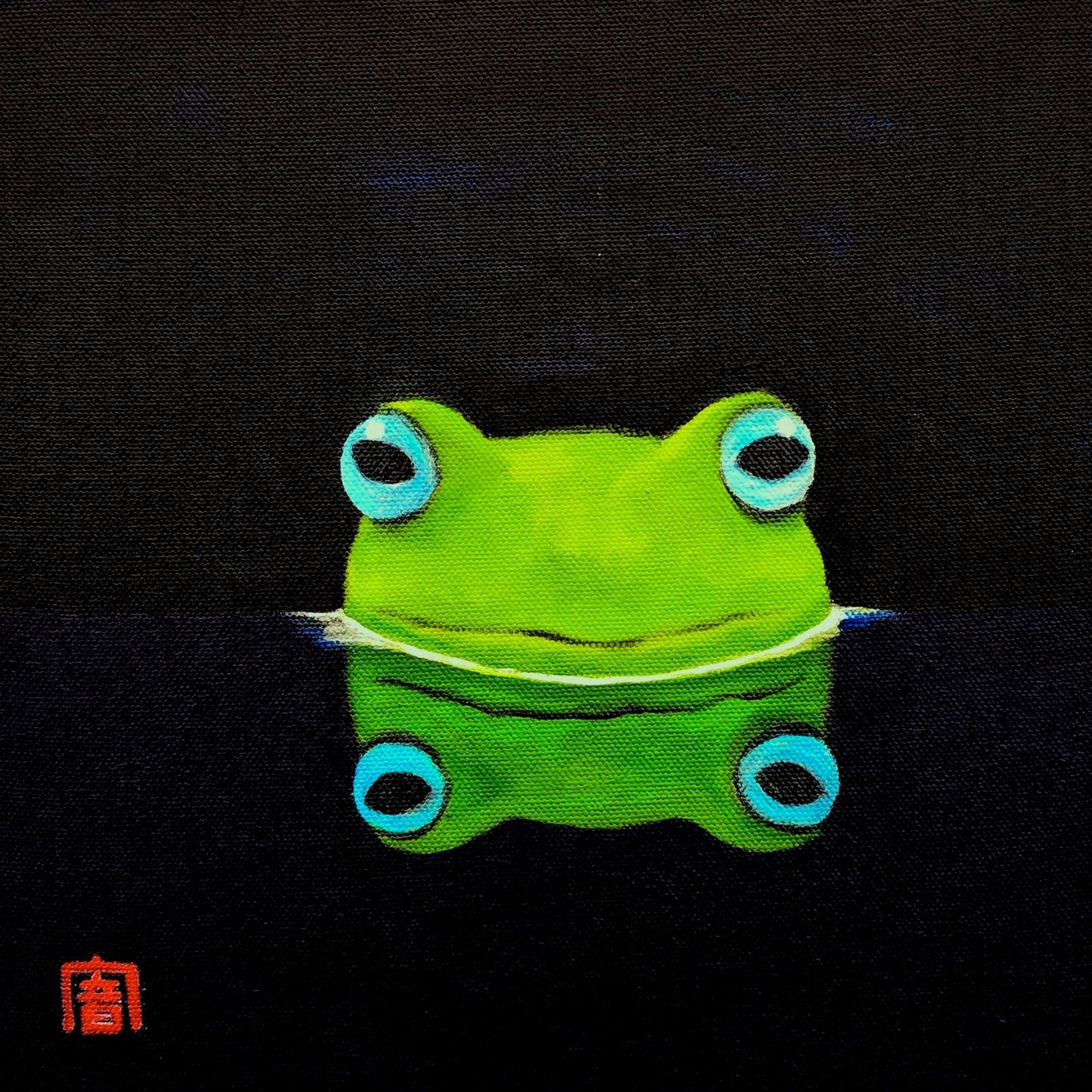 Whimsical froggie print on canvas, wall art, home decor, gift idea